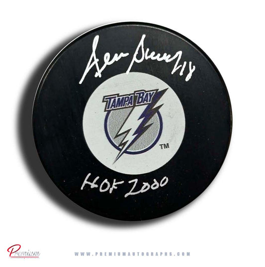 Denis Savard Tampa Bay Lightning Autographed Puck w/ HOF 2000 Inscription