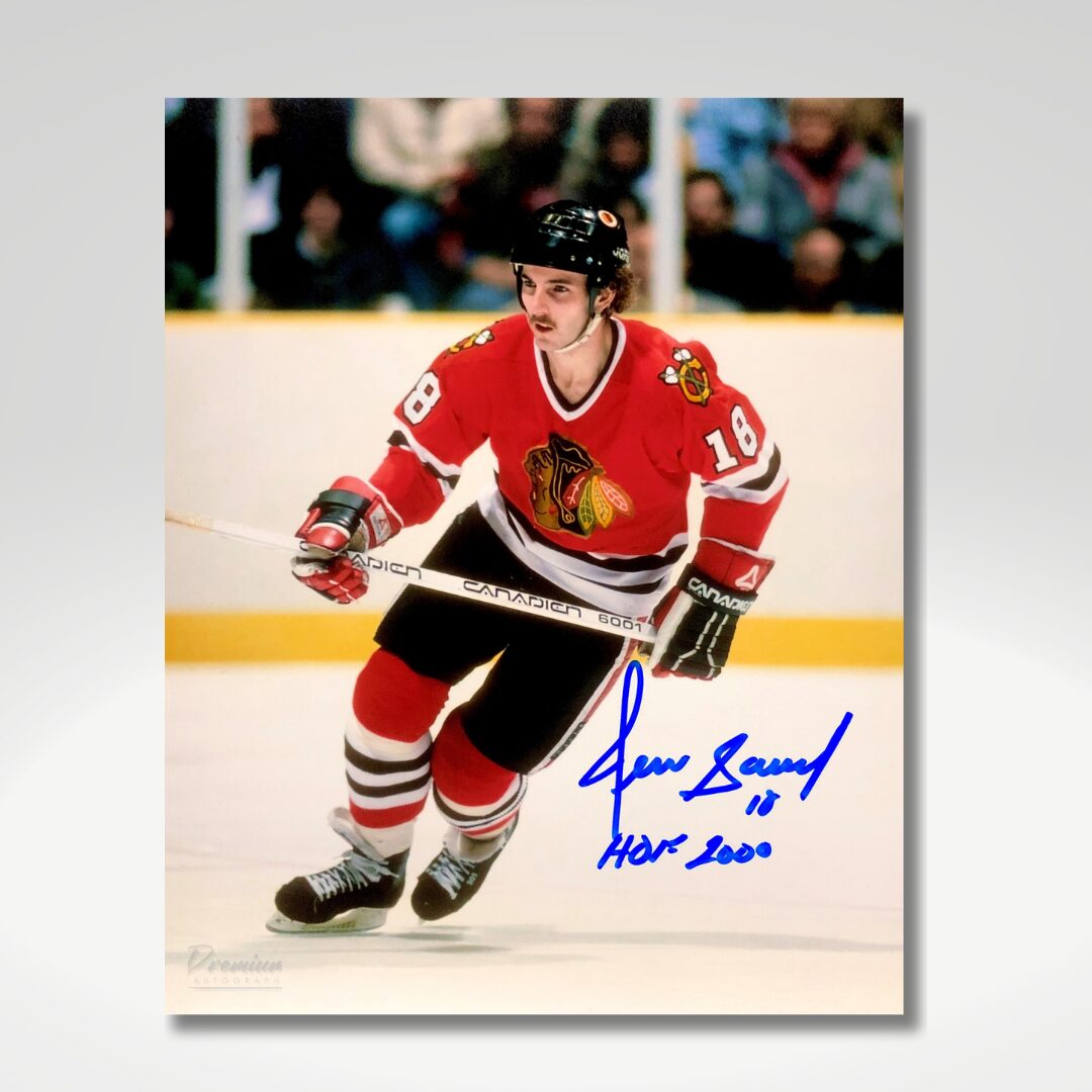 Denis Savard Chicago Blackhawks Signed 8x10 Photograph w/ HOF 2000 Inscription