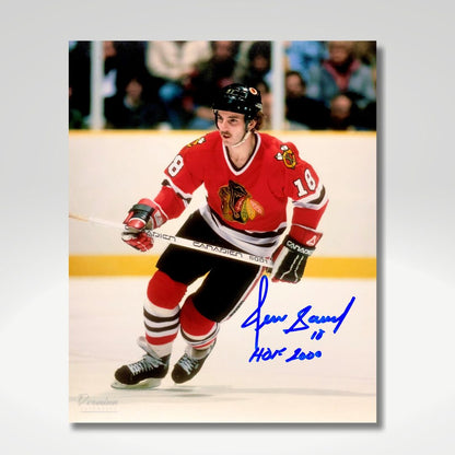 Denis Savard Chicago Blackhawks Signed 8x10 Photograph w/ HOF 2000 Inscription