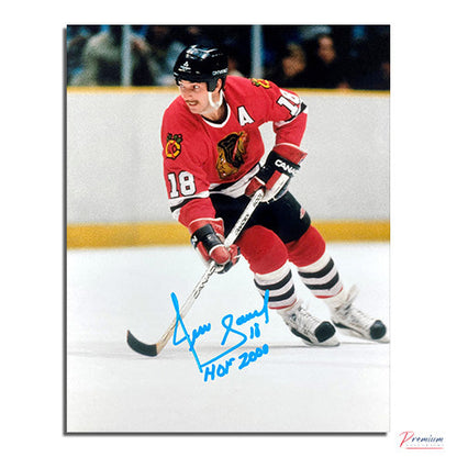 Denis Savard Chicago Blackhawks Signed 8x10 Photograph w/ HOF 2000 Inscription