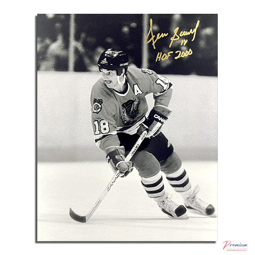 Denis Savard Chicago Blackhawks Signed 8x10 Photograph w/ HOF 2000 Inscription