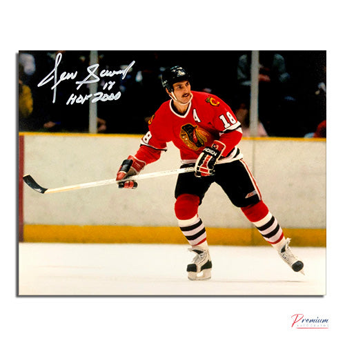 Denis Savard Chicago Blackhawks Signed 8x10 Photograph w/ HOF 2000 Inscription