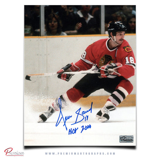 Denis Savard Chicago Blackhawks Autographed 8x10 Photograph Snow w/ HOF 2000 Inscription