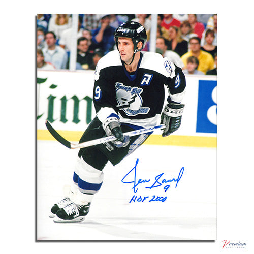 Denis Savard Tampa Bay Lightning Signed 8x10 Photograph Skating w/ HOF 2000 Inscription