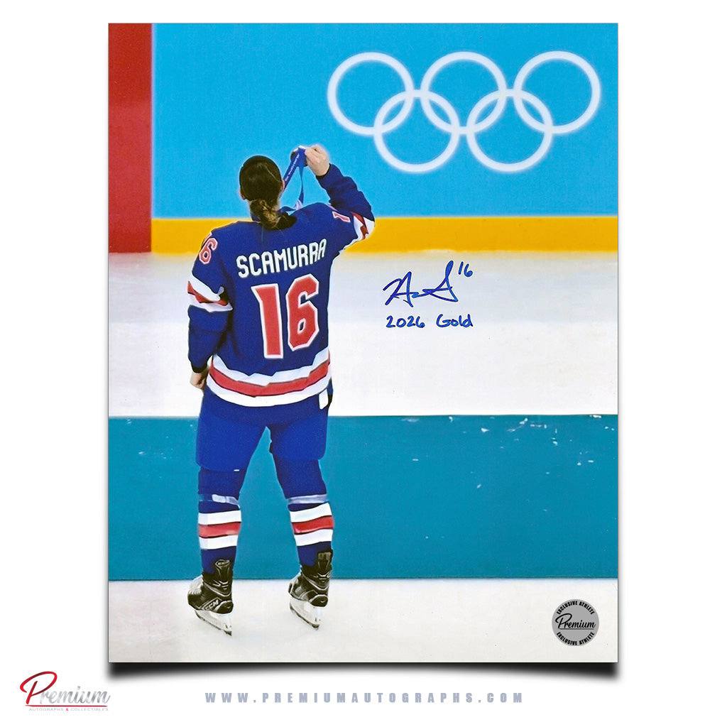 Hayley Scamurra Team USA Autographed Olympic 8x10 Photograph Gold Medal Celebration w/ 2026 Gold Inscription