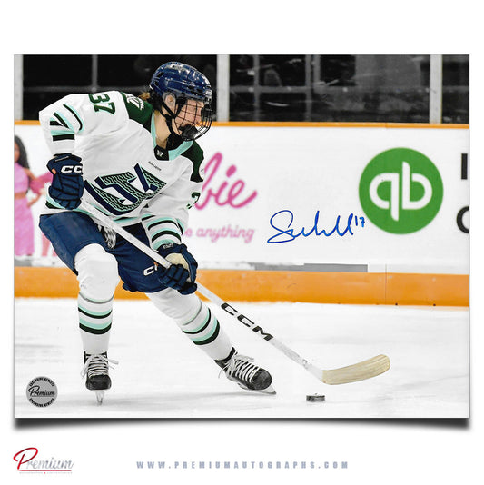 Theresa Schafzahl Boston Fleet PWHL Autographed 8x10 Photograph With the Puck