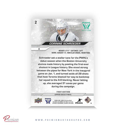 Corinne Schroeder New York Sirens Autographed 2023-24 First Edition Upper Deck PWHL Hockey Card #2