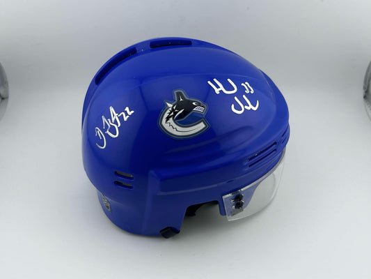 Daniel & Henrik Sedin Vancouver Canucks Autographed Home Blue Mini Helmet