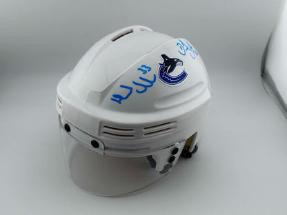 Daniel & Henrik Sedin Vancouver Canucks Autographed Away White Mini Helmet