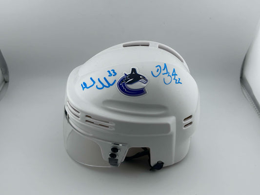 Daniel & Henrik Sedin Vancouver Canucks Autographed Away White Mini Helmet