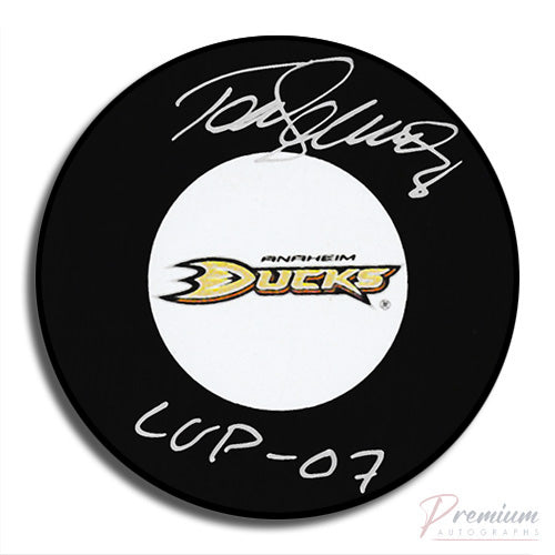 Teemu Selanne Anaheim Ducks Signed Puck w/ '07 Cup Inscription