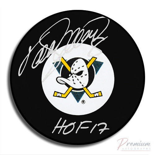 Teemu Selanne Anaheim Might Ducks Signed Puck w/ HOF 2017 Inscription