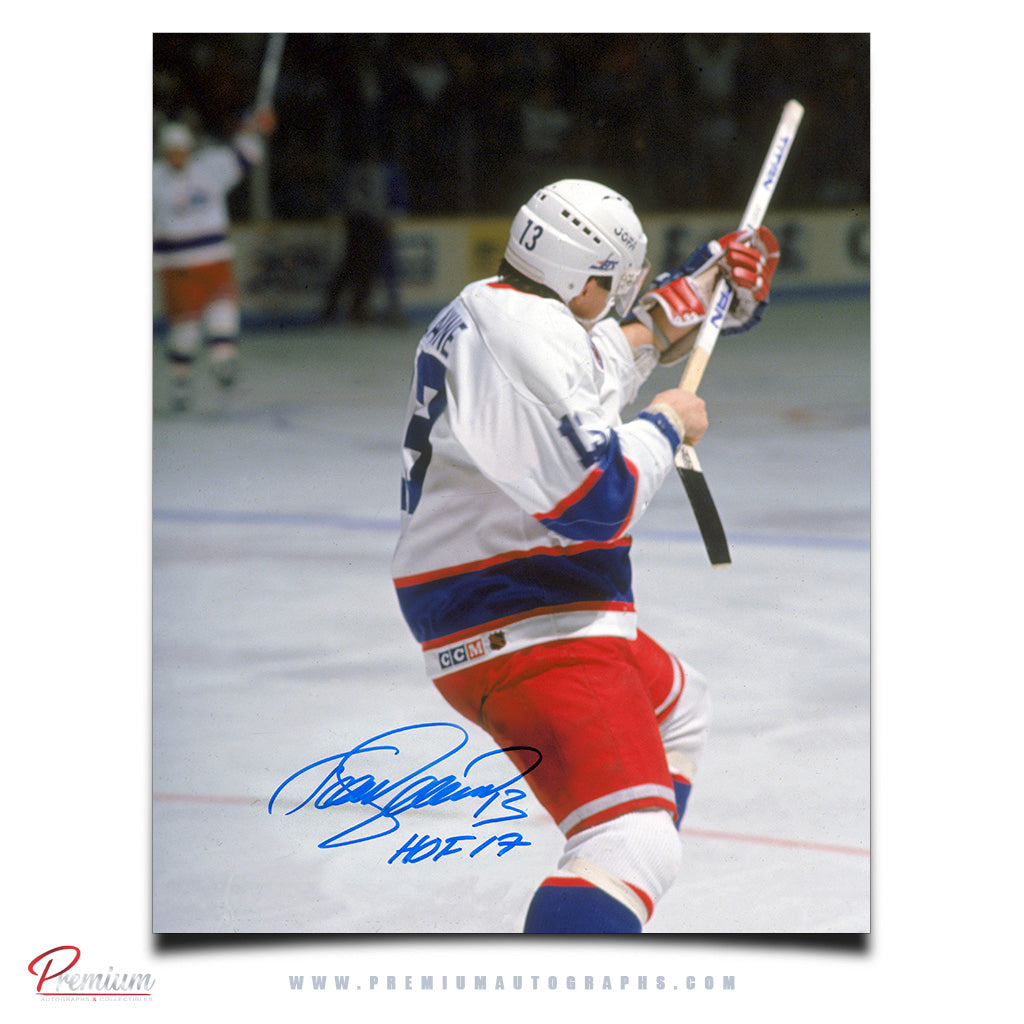 Teemu Selanne Winnipeg Jets Autographed 11x14 50/50 Goal Celeration w/ HOF 14 Inscription