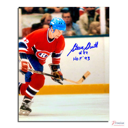 Steve Shutt Montreal Canadiens Signed 8x10 Photograph Skating w/ HOF 93 Inscription