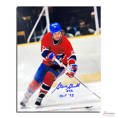 Steve Shutt Montreal Canadiens Signed 8x10 Photograph Battling w/ HOF 93 Inscription