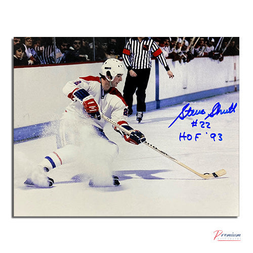 Steve Shutt Montreal Canadiens Signed 8x10 Photograph Snow Spray w/ HOF 93 Inscription