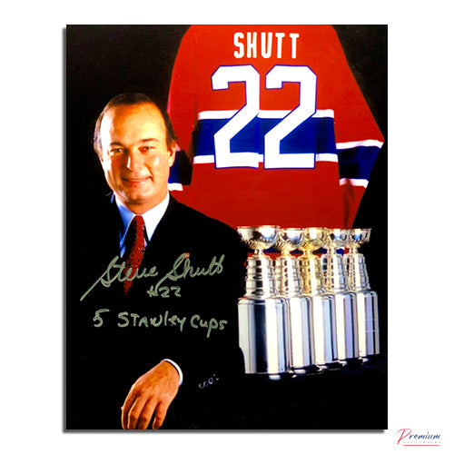 Steve Shutt Montreal Canadiens Signed 8x10 Photograph Stanley Cup w/ 5 Stanley Cups Inscription