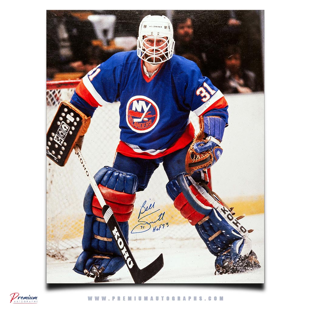 Billy Smith New York Islanders Signed 11x14 Photograph KOHO Mask w/ HOF 93 Inscription