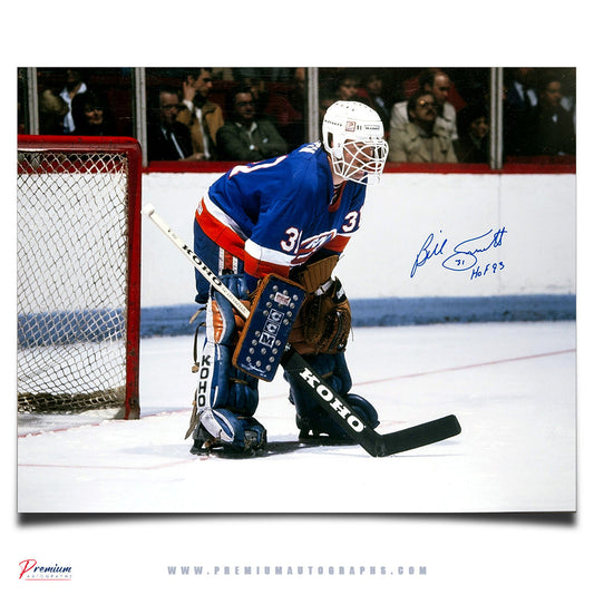 Billy Smith New York Islanders Signed 16x20 Photograph Top of the Crease w/ HOF 93 Inscription