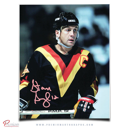 Stan Smyl Vancouver Canucks Autographed 8x10 Photograph Captain Close Up