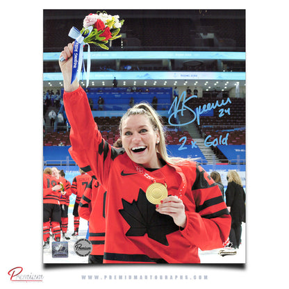Natalie Spooner Team Canada Autographed 8x10 Photograph Gold Medal Celebration w/ 2x Gold Inscription