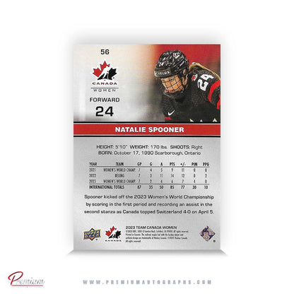 Natalie Spooner Team Canada Autographed 23-24 Upper Deck Woman Hockey Card #56