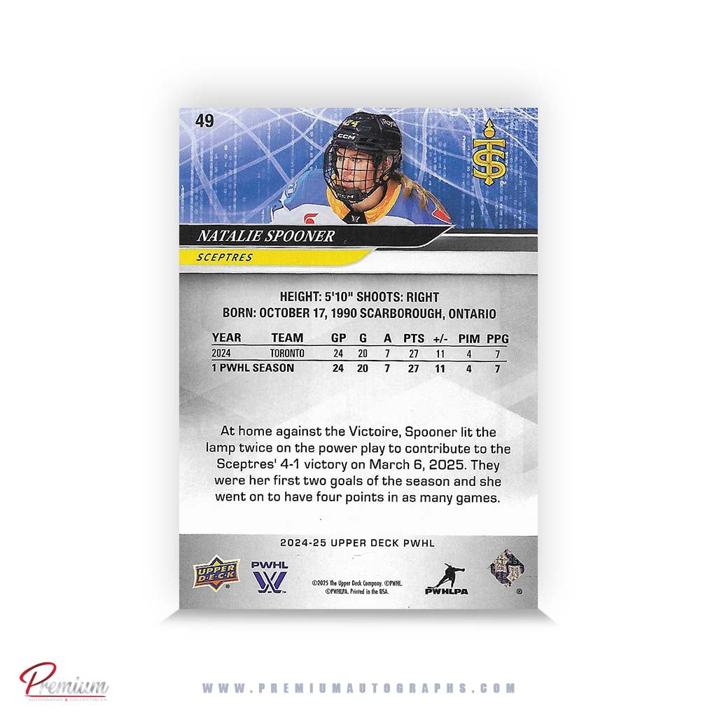 Natalie Spooner Toronto Sceptres Autographed 24-25 Upper Deck PWHL Hockey Card #49