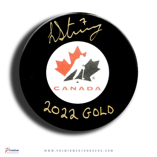 Laura Stacey Team Canada Signed Puck 2022 GOLD Inscription