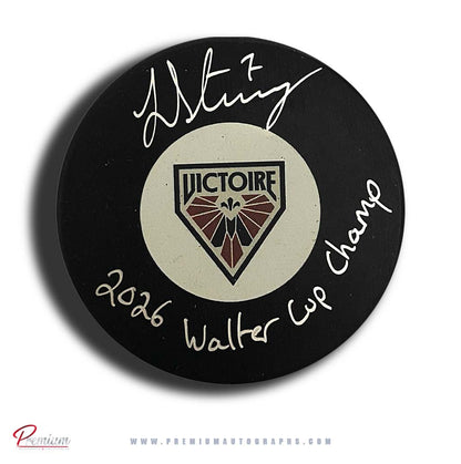 Laura Stacey Autographed Montreal Victoire Puck w/ 2026 Walter Cup Champ Inscription