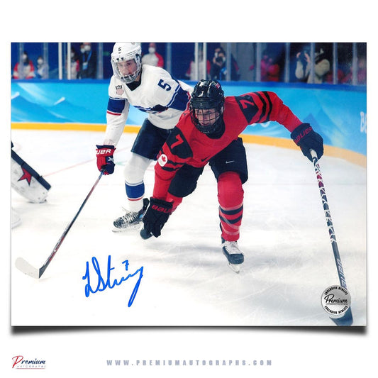 Laura Stacey Team Canada Signed 8x10 Photograph Vs. Team USA