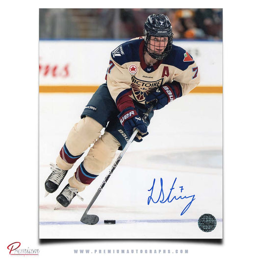Laura Stacey Montreal Victoire PWHL Autographed 8x10 Photograph Over the Blue Line
