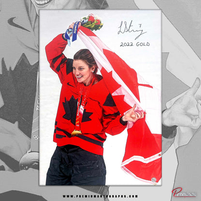 Laura Stacey Team Canada Signed 29"x26" Canvas w/ 2022 Gold Inscription