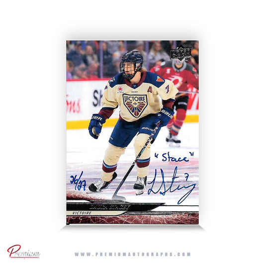 Laura Stacey Montreal Victoire Autographed 2024-25 Upper Deck PWHL Hockey Card #44 Ltd /27 Nicknames