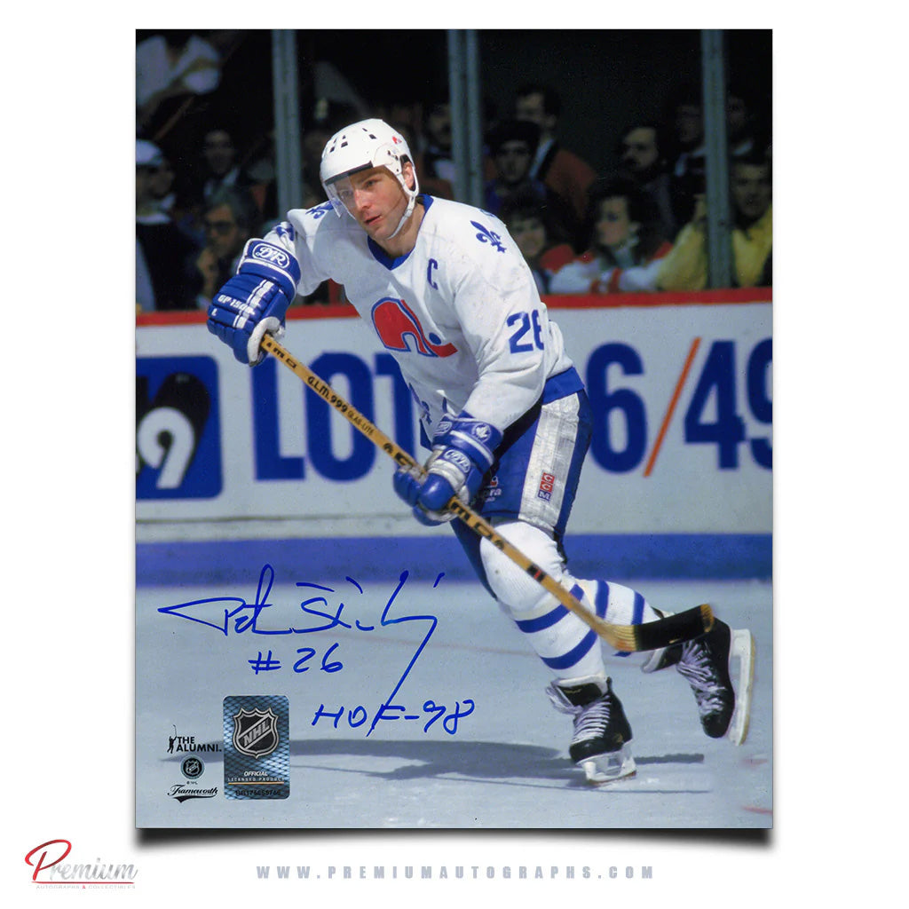 Peter Stastny Quebec Nordiques Signed 8x10 Photograph Defensive Zone w/ HOF 98 Inscription