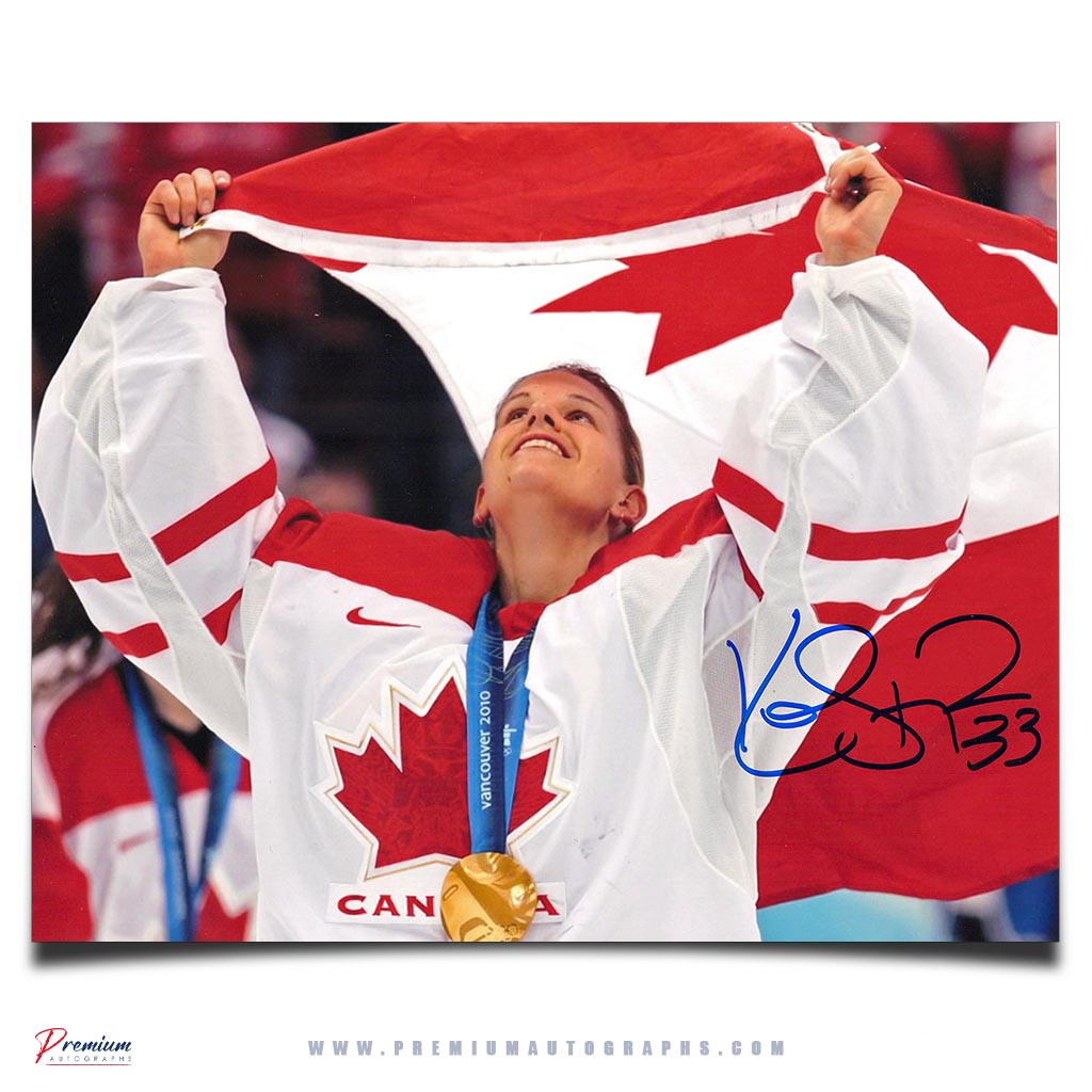 Kim St. Pierre Team Canada Signed 8x10 Photograph Goal Medal Celebration