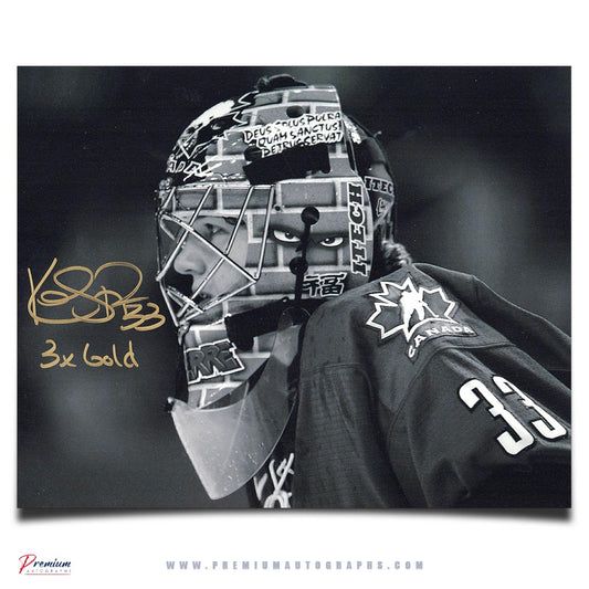 Kim St. Pierre Team Canada Signed 8x10 Photograph Close Up B/W w/ 3x Gold Inscription