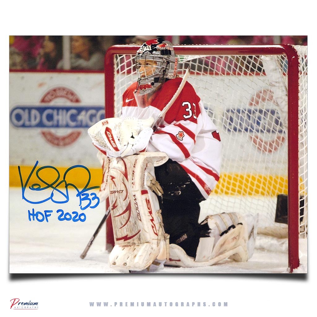 Kim St. Pierre Team Canada Signed 8x10 Photograph Taking a Knee w/ HOF 2020 Inscription