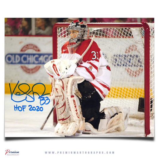 Kim St. Pierre Team Canada Signed 8x10 Photograph Taking a Knee w/ HOF 2020 Inscription