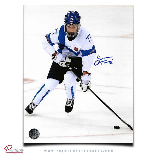 Susanna Tapani Team Finland Autographed Olympic 8x10 Photograph With the Puck