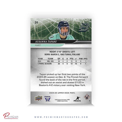 Susanna Tapani Boston Fleet Autographed 2024-25 Upper Deck PWHL Hockey Card #24