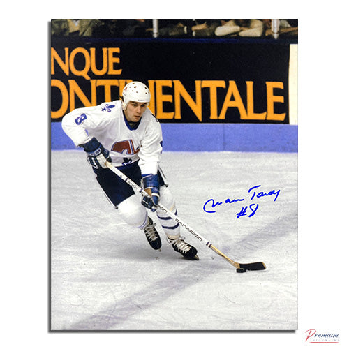 Marc Tardif Quebec Nordiques Signed 8x10 Photograph Over the Blue Line