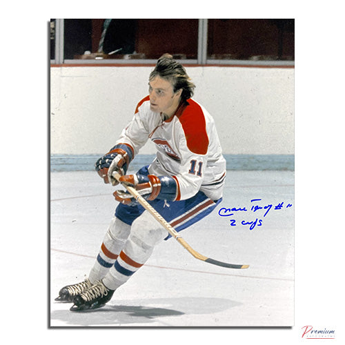 Marc Tardif Montreal Canadiens Signed 8x10 Photograph w/ 2 Cups Inscription