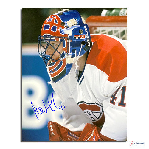 Jocelyn Thibault Montreal Canadiens Signed 8x10 Photograph Close Up TBO Mask