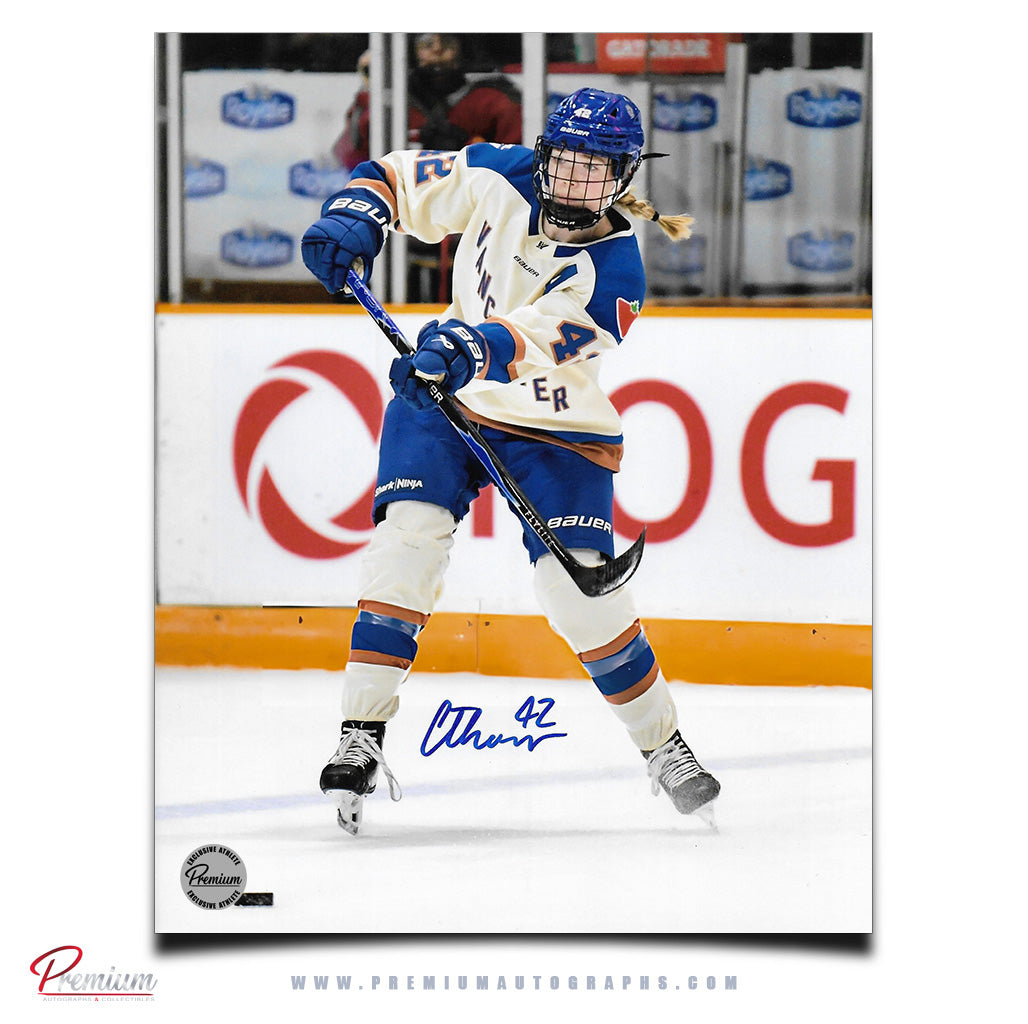 Claire Thompson Vancouver Goldeneyes PWHL Autographed 8x10 Photograph Passing