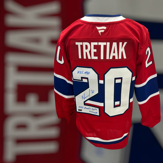 Vladislav Tretiak Montreal Canadiens Fanatics Autographed Jersey w/ HOF 1989 & Draft Year Inscription