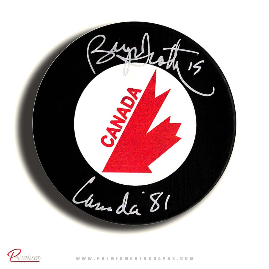 Bryan Trottier Team Canada Signed Puck / w Canada'81 Inscription