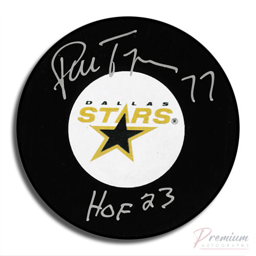 Pierre Turgeon Dallas Stars Signed Puck w/ HOF Inscription