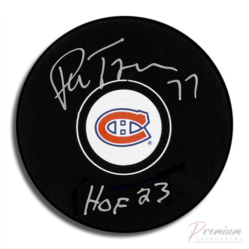 Pierre Turgeon Montreal Canadiens Signed Puck w/ HOF Inscription