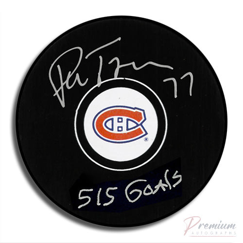 Pierre Turgeon Montreal Canadiens Signed Puck w/ 515 Goals Inscription