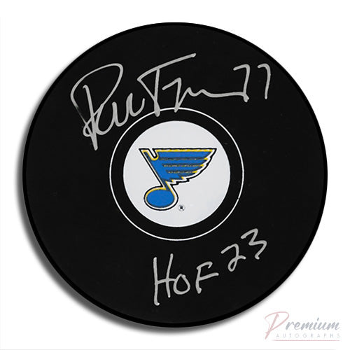 Pierre Turgeon St. Louis Blues Signed Puck w/ HOF Inscription